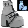 Réfléchissants 13 cm CAMEL-205 femmes bottines plateforme épais talon chunky gris