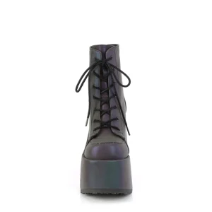 Réfléchissants 13 cm CAMEL-203 femmes bottines plateforme épais talon chunky vertes