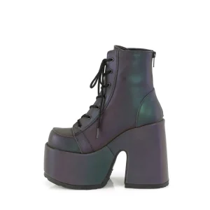 Réfléchissants 13 cm CAMEL-203 femmes bottines plateforme épais talon chunky vertes
