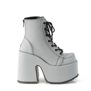 Réfléchissants 13 cm CAMEL-203 femmes bottines plateforme épais talon chunky gris