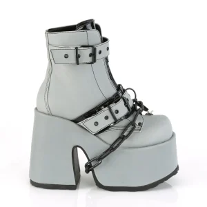 Réfléchissants 13 cm CAMEL-205 femmes bottines plateforme épais talon chunky gris