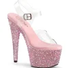 Rose 18 cm BEJEWELED-708MS chaussure talon haut pole dance strass plateforme