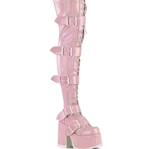 Rose 13 cm CAMEL-305 femme overknee botte plateforme épais talon chunky