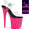 Rose 20 cm FLAMINGO-808UVG Neon Plateforme Sandales Hauts Talons