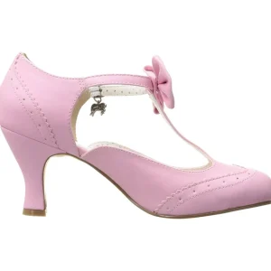 Rose 7,5 cm retro vintage FLAPPER-11 Pinup escarpins femmes à talons bas