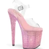 Rose 20 cm 808RRS chaussure talon haut pole dance strass plateforme