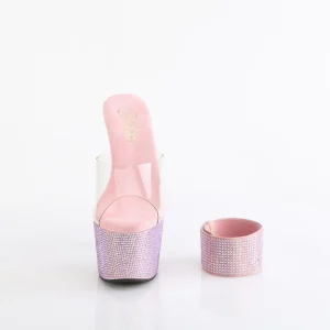 Rose 18 cm 712RS sandales talon haut avec manchette de cheville strass plateforme