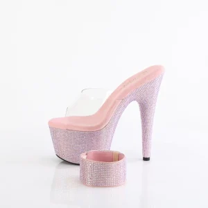 Rose 18 cm 712RS sandales talon haut avec manchette de cheville strass plateforme
