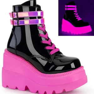 Rose neon 11,5 cm SHAKER-52 bottines cyberpunk plateforme