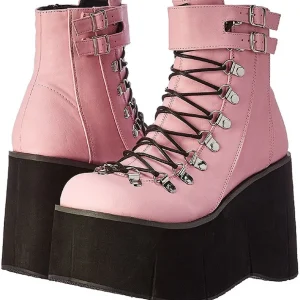 Rose Similicuir 11,5 cm KERA-21 bottines lolita talons compensées