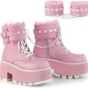 Rose Vegan 9 cm ASHES-57 bottines à talons épais plateforme lolita