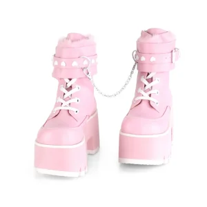 Rose Vegan 9 cm ASHES-57 bottines à talons épais plateforme lolita