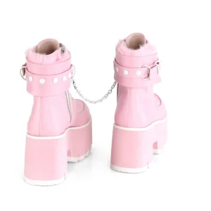 Rose Vegan 9 cm ASHES-57 bottines à talons épais plateforme lolita