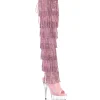 Roses 15 cm DELIGHT exotic botte overknee plateforme frangees strass