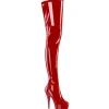 Rouge 15 cm DELIGHT-4000 Vinyle plateforme bottes cuissardes crotch haute