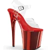 Rouge 20 cm FLAMINGO-808 Chrome Plateforme Talons Hauts