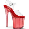 Rouge 20 cm FLAMINGO-808T Plateforme Sandales Acrylique Hauts Talons