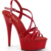 Rouge 15 cm Pleaser DELIGHT-613 Sandales femme à talon
