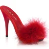 Rouge 13 cm POISE-501F plumes de marabout Mules Chaussures
