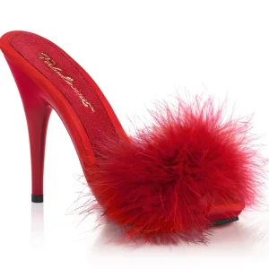 Rouge 13 cm POISE-501F plumes de marabout Mules Chaussures