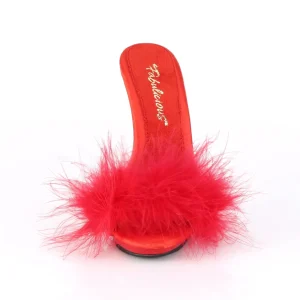 Rouge 13 cm POISE-501F plumes de marabout Mules Chaussures