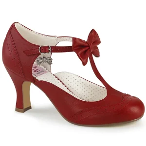 Rouge 7,5 cm retro vintage FLAPPER-11 Pinup escarpins femmes à talons bas