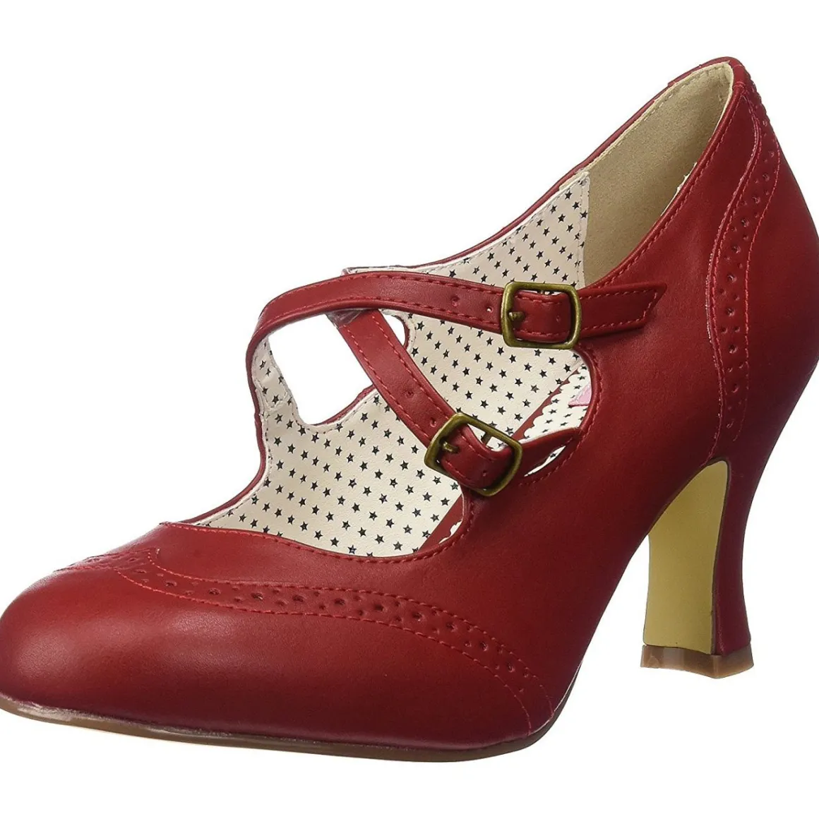 Rouge 7,5 cm retro vintage FLAPPER-35 Pinup escarpins femmes à talons bas
