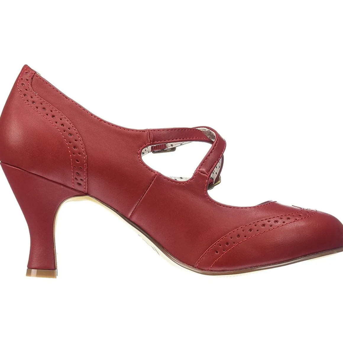 Rouge 7,5 cm retro vintage FLAPPER-35 Pinup escarpins femmes à talons bas