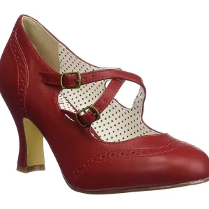 Rouge 7,5 cm retro vintage FLAPPER-35 Pinup escarpins femmes à talons bas