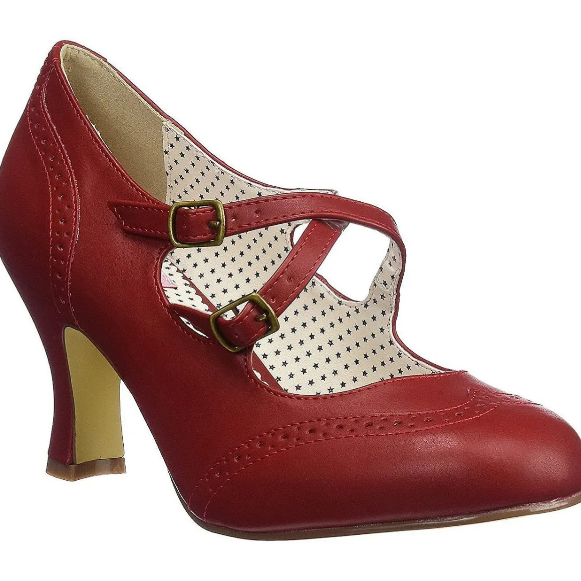Rouge 7,5 cm retro vintage FLAPPER-35 Pinup escarpins femmes à talons bas
