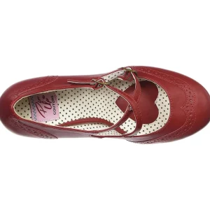 Rouge 7,5 cm retro vintage FLAPPER-35 Pinup escarpins femmes à talons bas