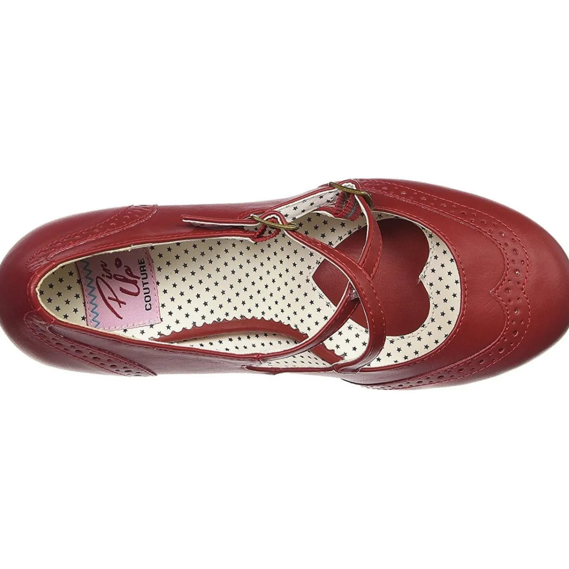 Rouge 7,5 cm retro vintage FLAPPER-35 Pinup escarpins femmes à talons bas