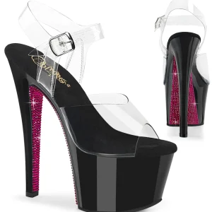 Rouge 18 cm SKY-308CRS chaussures à talons plateforme strass