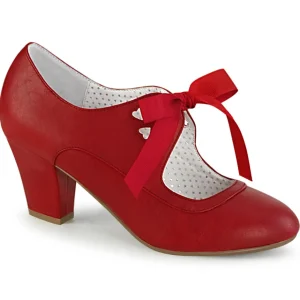 Rouge 6,5 cm WIGGLE-32 retro vintage escarpins maryjane à talons épais