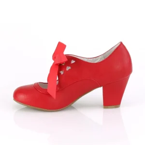 Rouge 6,5 cm WIGGLE-32 retro vintage escarpins maryjane à talons épais
