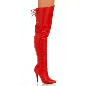 Rouge Cuir 13 cm LEGEND-8899 bottes overknee femme