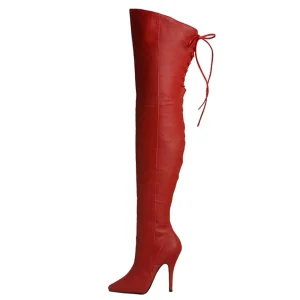 Rouge Cuir 13 cm LEGEND-8899 bottes overknee femme