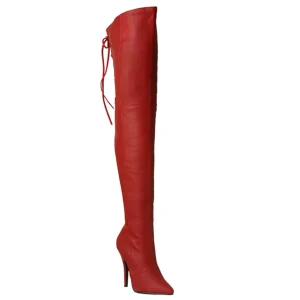 Rouge Cuir 13 cm LEGEND-8899 bottes overknee femme