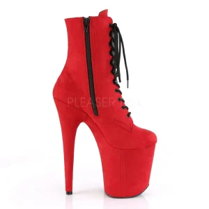 Rouge faux suede 20 cm FLAMINGO-1020FS bottines de pole dance