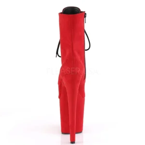 Rouge faux suede 20 cm FLAMINGO-1020FS bottines de pole dance