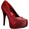 Rouge Glitter 14,5 cm Burlesque TEEZE-06GW pieds larges escarpins pour homme