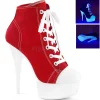 Rouge Neon 15 cm DELIGHT-600SK-02 basket à talon aiguille en toile