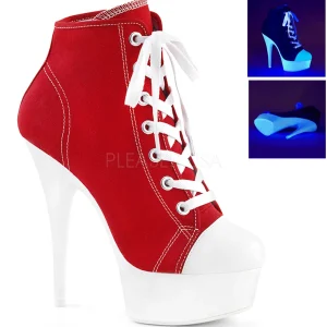 Rouge Neon 15 cm DELIGHT-600SK-02 basket à talon aiguille en toile