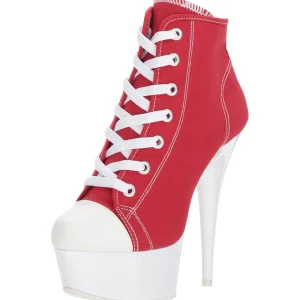 Rouge Neon 15 cm DELIGHT-600SK-02 basket à talon aiguille en toile