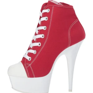 Rouge Neon 15 cm DELIGHT-600SK-02 basket à talon aiguille en toile