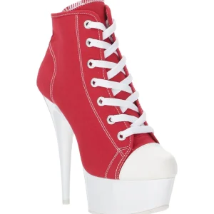 Rouge Neon 15 cm DELIGHT-600SK-02 basket à talon aiguille en toile