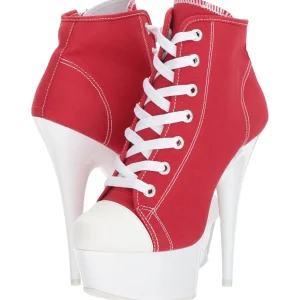 Rouge Neon 15 cm DELIGHT-600SK-02 basket à talon aiguille en toile