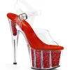 Rouge paillettes 18 cm Pleaser ADORE-708G chaussure à talons de pole dance