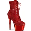 Rouge pierre strass 18 cm ADORE-1020CHRS bottines talons hauts pleaser