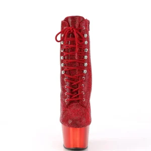 Rouge pierre strass 18 cm ADORE-1020CHRS bottines talons hauts pleaser